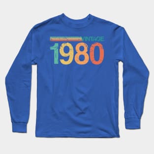 Vintage 1980 - 43rd Birthday Gift - Nostalgic Birth Year Typography Long Sleeve T-Shirt